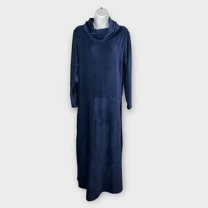 Coldwater Creek Blue Velvet Corduroy Maxi Dress Cowl Neck Large